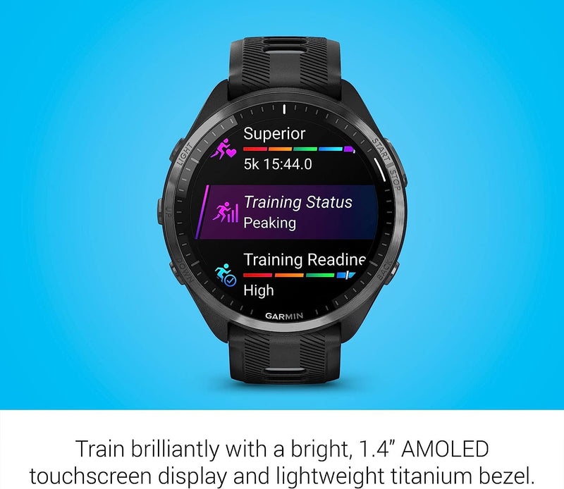 Garmin Forerunner® 965 Running Smartwatch, Colorful AMOLED Display, Training Metrics and Recovery Insights, Black and Powder Gray