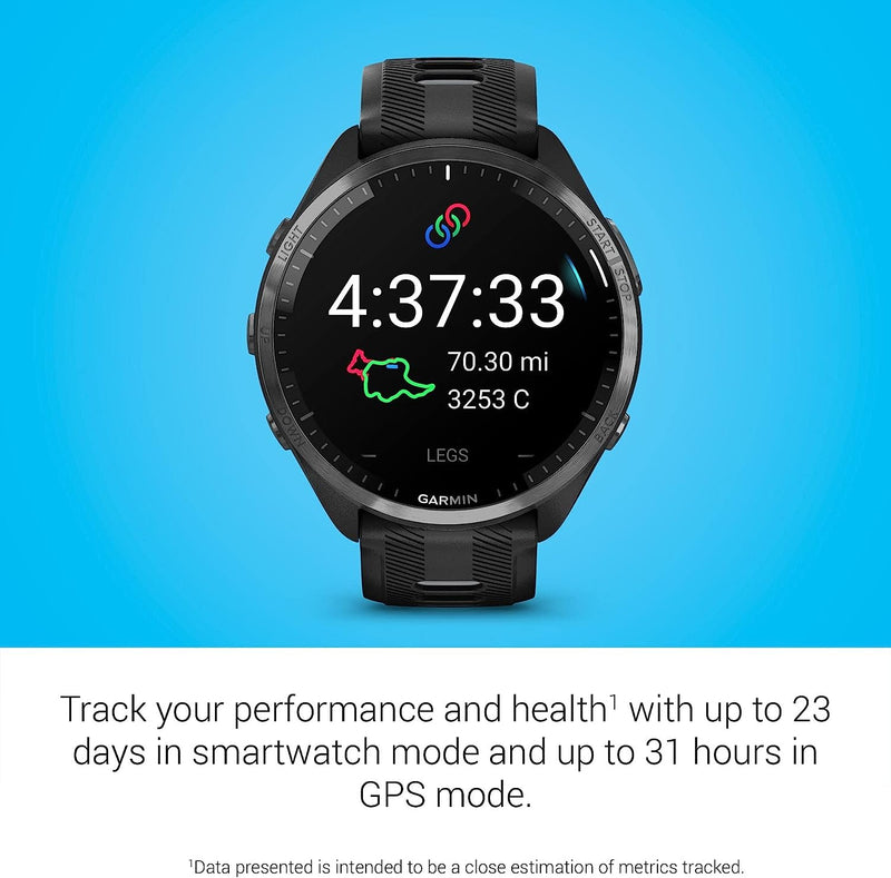 Garmin Forerunner® 965 Running Smartwatch, Colorful AMOLED Display, Training Metrics and Recovery Insights, Black and Powder Gray