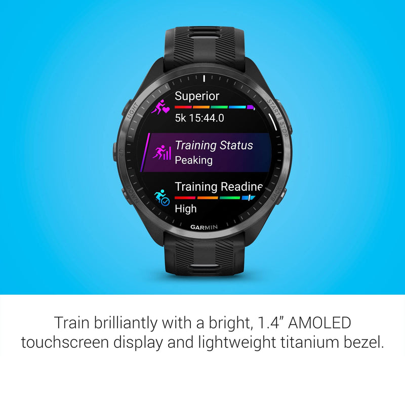 Garmin Forerunner® 965 Running Smartwatch, Colorful AMOLED Display, Training Metrics and Recovery Insights, Black and Powder Gray