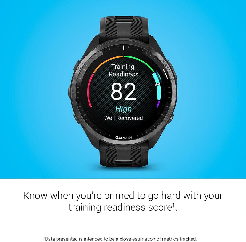 Garmin Forerunner® 965 Running Smartwatch, Colorful AMOLED Display, Training Metrics and Recovery Insights, Black and Powder Gray