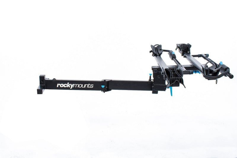RockyMounts BackStage 2" Receiver Swing Away platform hitch 2 bicycle rack. Allows full access to the rear of the vehicle with bikes on or off the rack.
