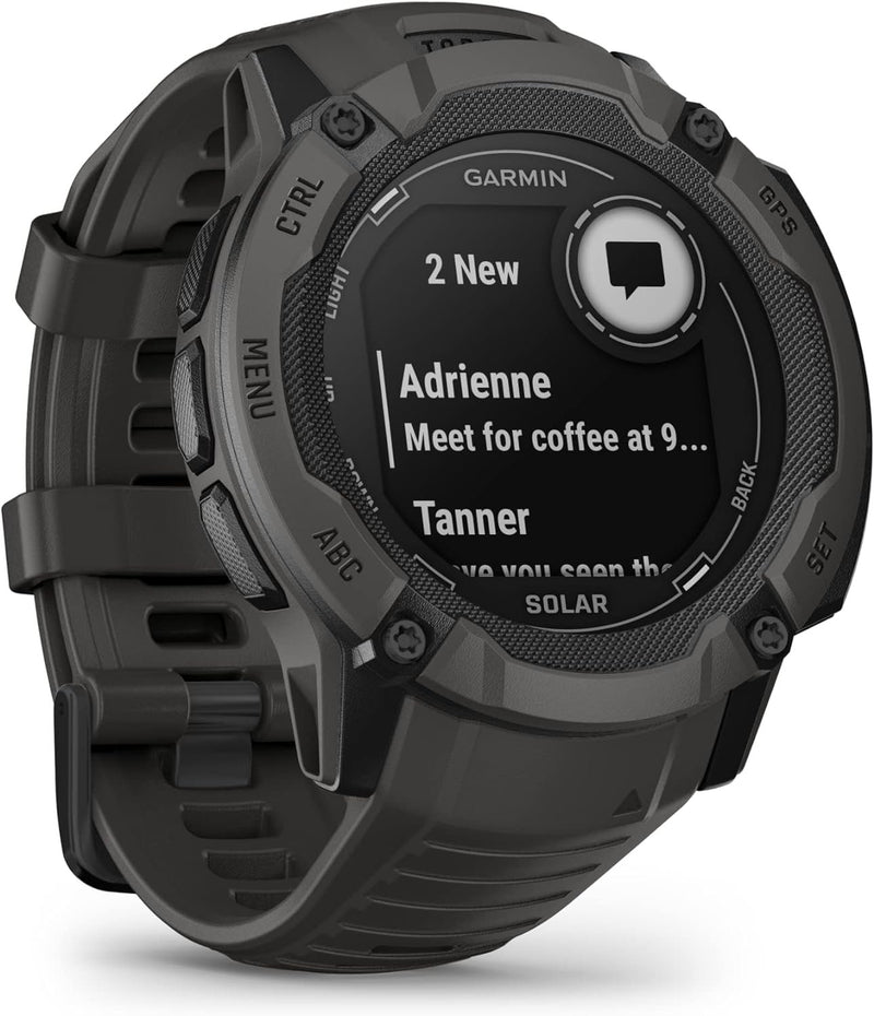 Garmin Instinct 2X Solar, Rugged GPS Smartwatch, Built-in Flashlight, Solar Charging Capability, Multi-Band GNSS, Graphite