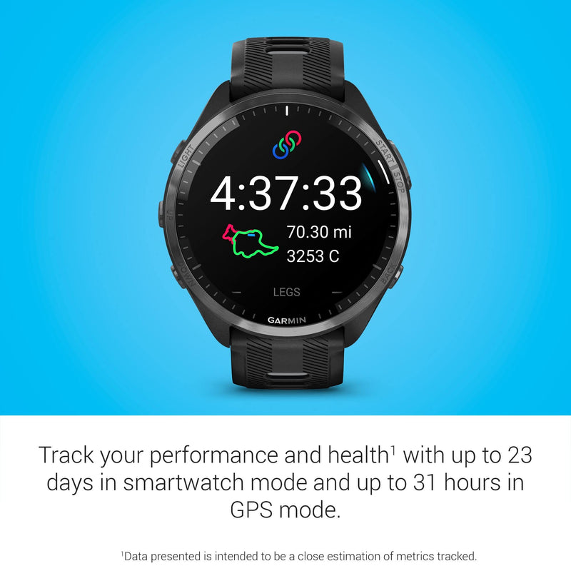 Garmin Forerunner® 965 Running Smartwatch, Colorful AMOLED Display, Training Metrics and Recovery Insights, Black and Powder Gray