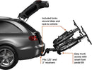 Thule EasyFold XT 2 Hitch Bike Rack - E-Bike Compatible - Fits 2" and 1, 1/4" receivers - Tool-Free Installation - Fully Foldable - Easy Trunk Access - Fully Locking - 130lb Load Capacity