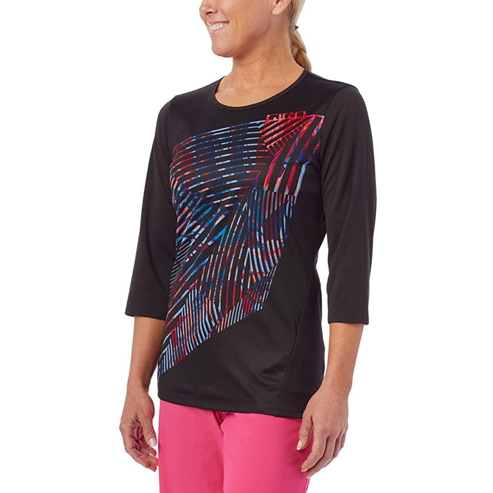 Giro Loose and Relaxed Fit Women's Roust 3/4 MTB Cycling Jersey, Black Dazzle GIR20039-C
