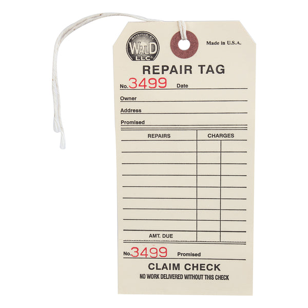 WALD PRODUCTS FORM WALD REPAIR TAG # 700 BXof500