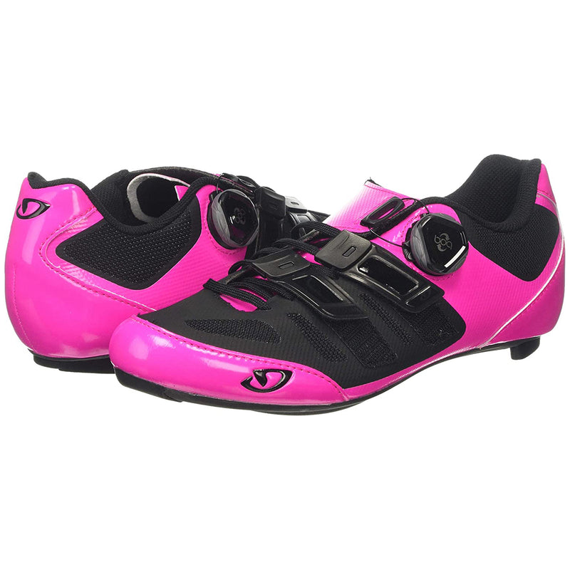 Giro Raes Techlace Perfect Fit Women's Mount Cycling Shoes, Bright Pink/Black