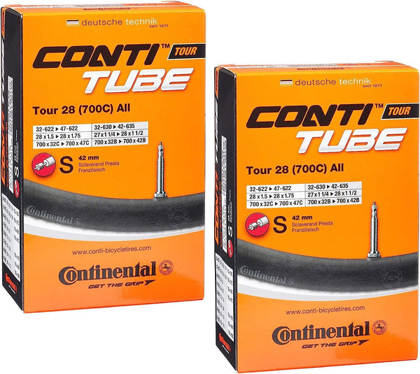 Continental Tour 28 700x32-47 / 28x1.5-1.75" - 42mm Presta Valve - Pack of 2 Tubes